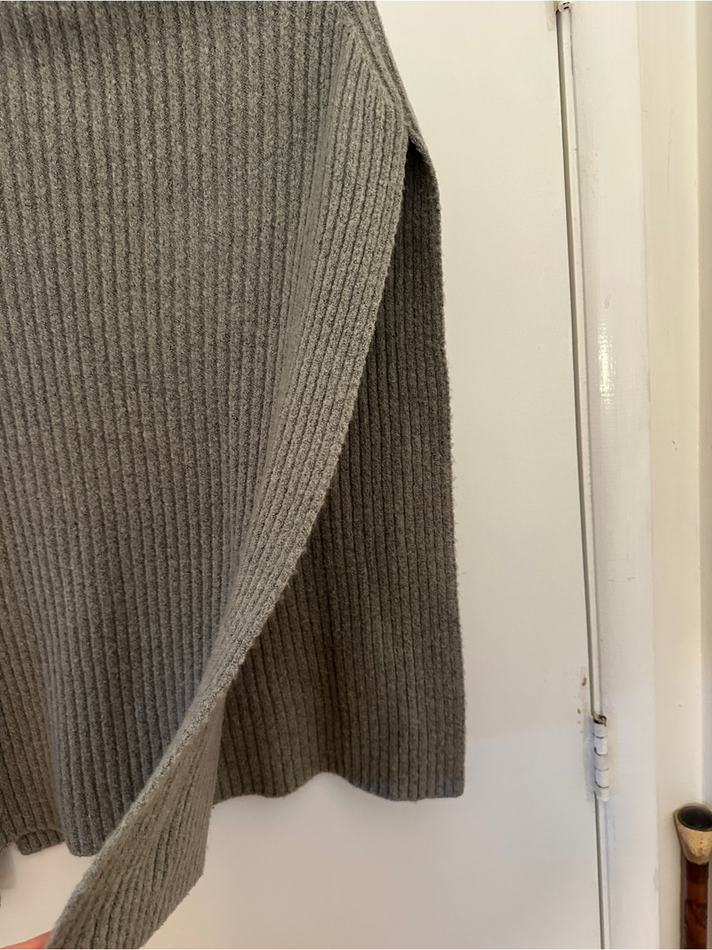 Mijeong Park - Ribbed Funnel Neck Knit Poncho - Light Gray - Picture 6 of 7